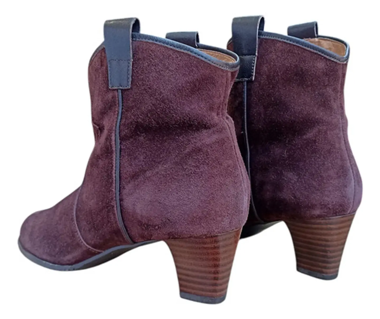 Botín Importado Cuero Gamuza Burdeo Estilo Cowboy - Talla 39 6