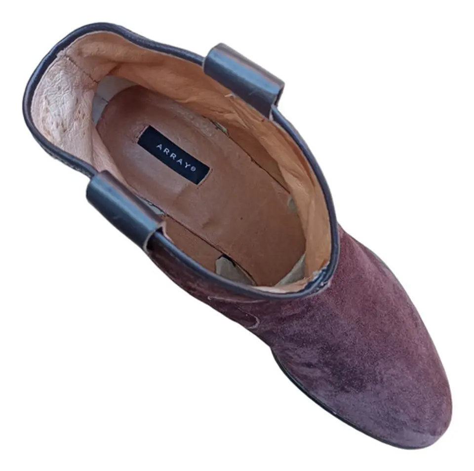 Botín Importado Cuero Gamuza Burdeo Estilo Cowboy - Talla 39 7
