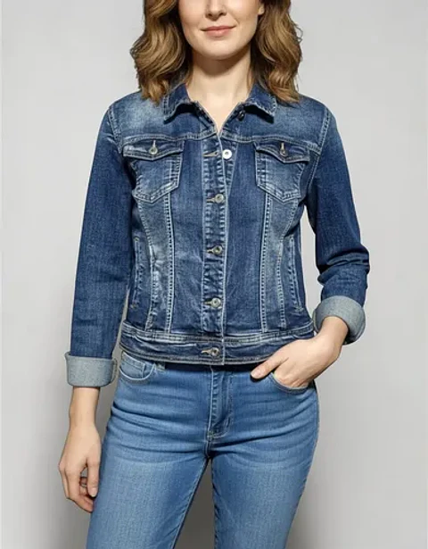 Chaqueta De Mezclilla Mujer Azul Clásica Talla L / Xl