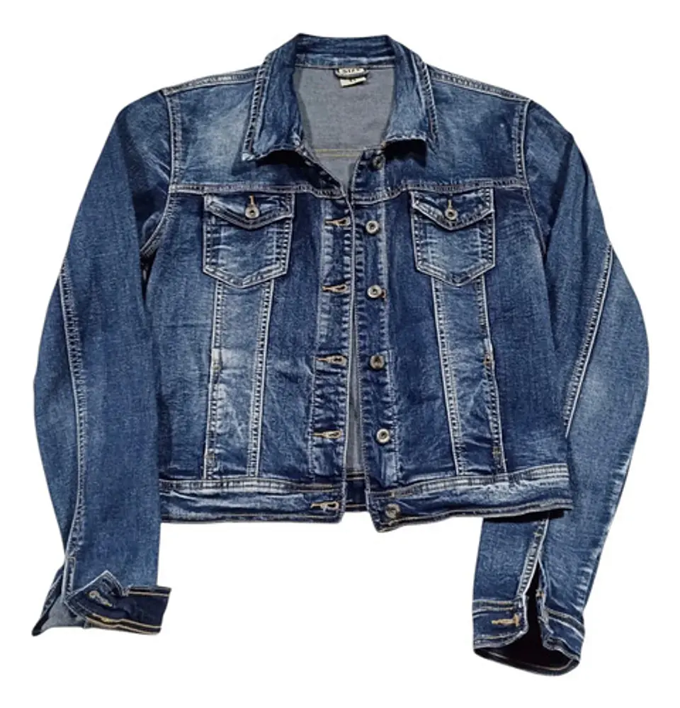 Chaqueta De Mezclilla Mujer Azul Clásica Talla L / Xl 4