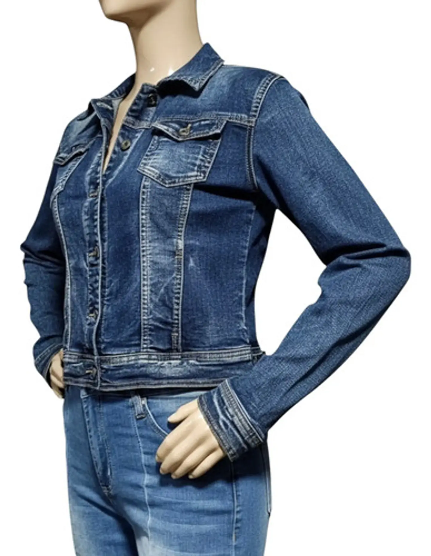 Chaqueta De Mezclilla Mujer Azul Clásica Talla L / Xl 5