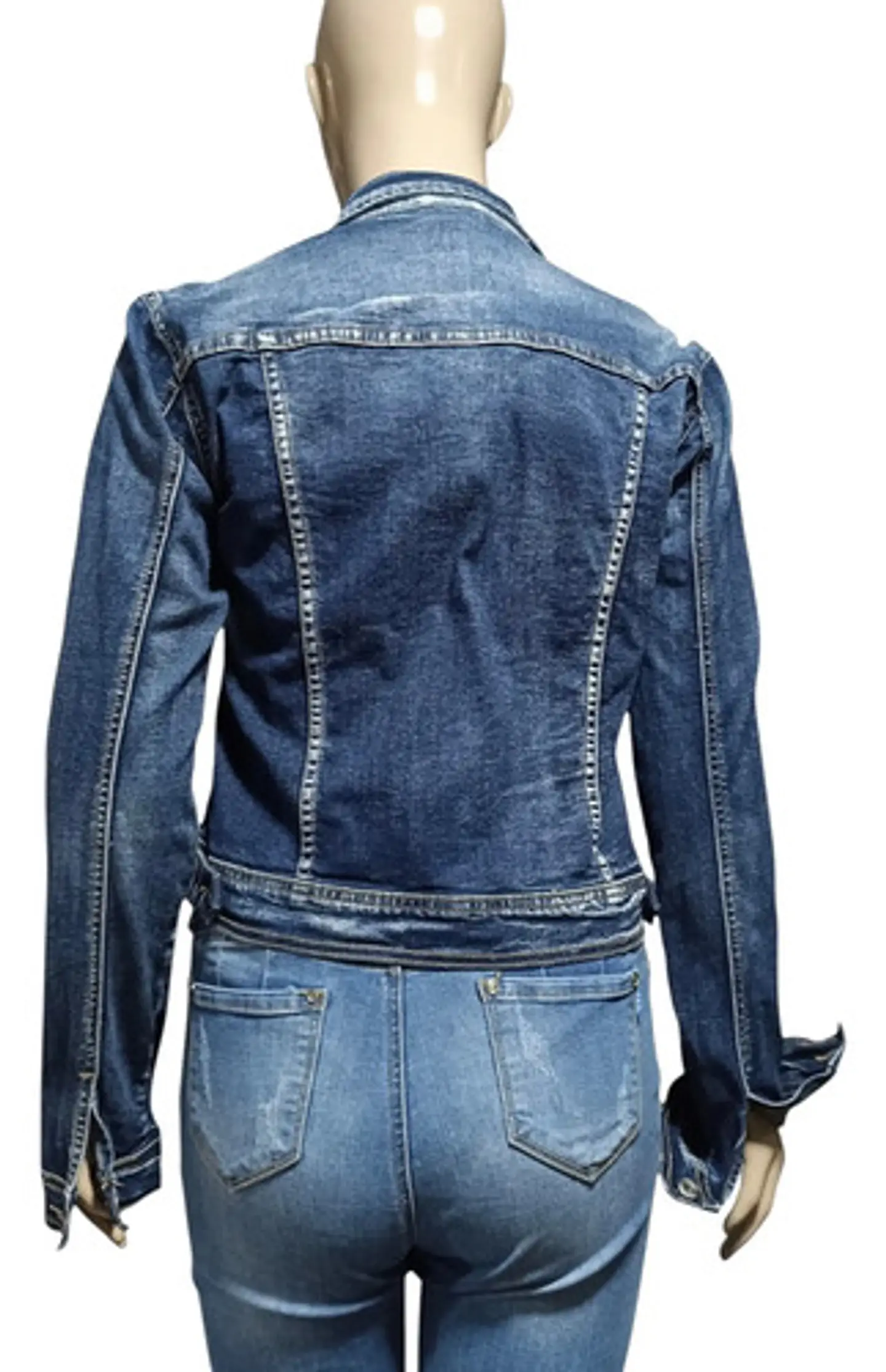 Chaqueta De Mezclilla Mujer Azul Clásica Talla L / Xl 6