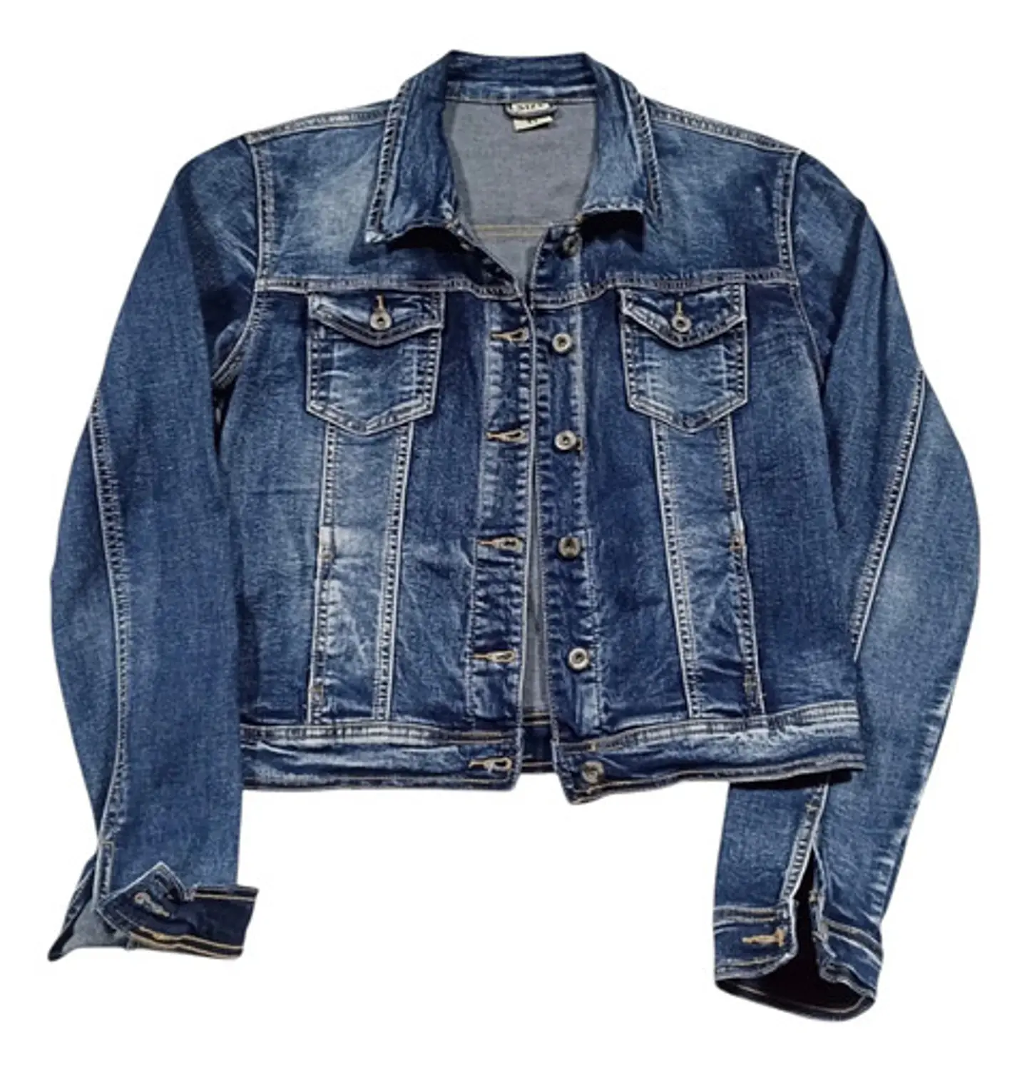 Chaqueta De Mezclilla Mujer Azul Clásica Talla L / Xl 7