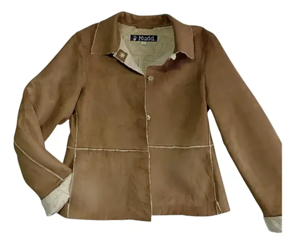 Abrigo De Gamuza Con Forro Sherpa Importado Mudd  - Talla L 1