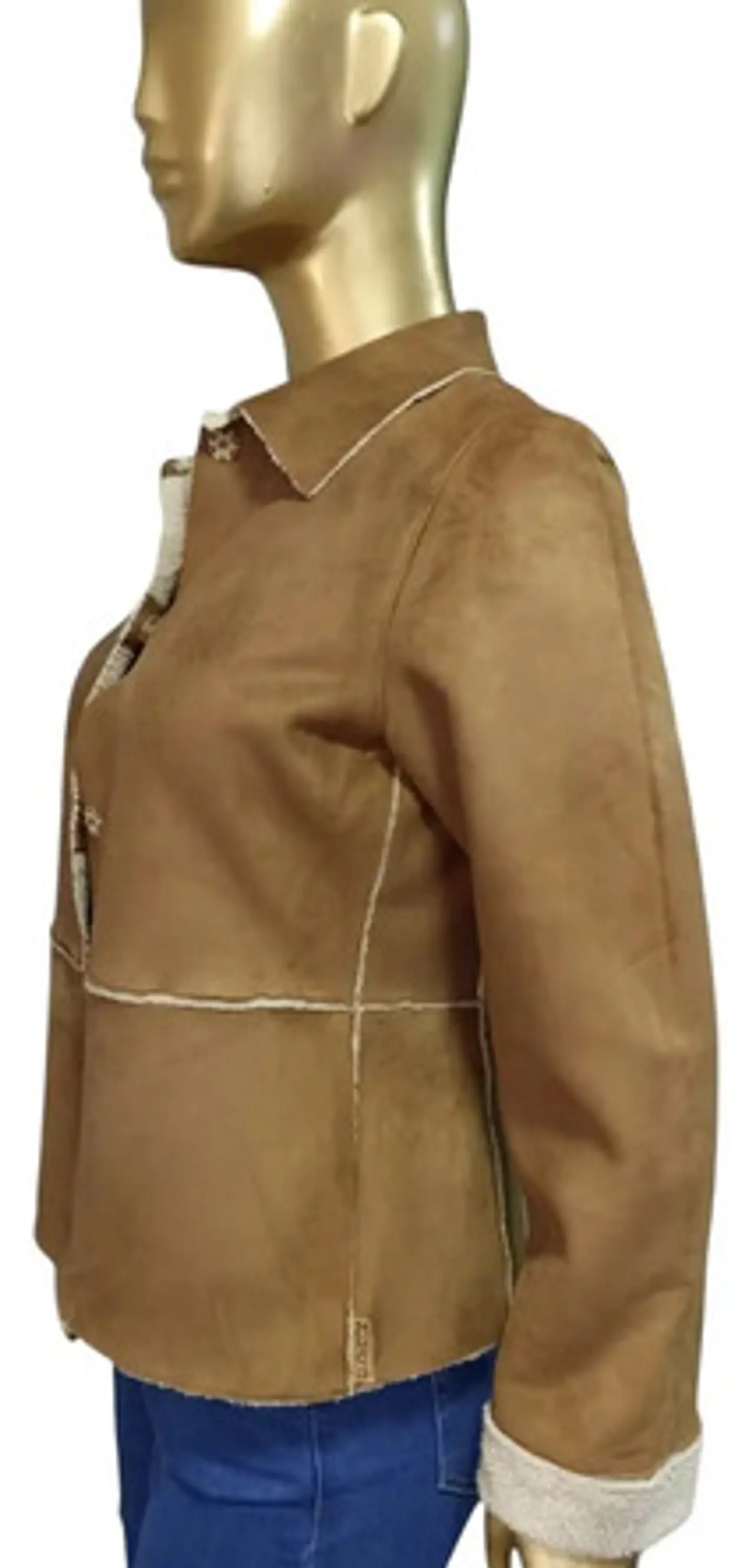 Abrigo De Gamuza Con Forro Sherpa Importado Mudd  - Talla L 4