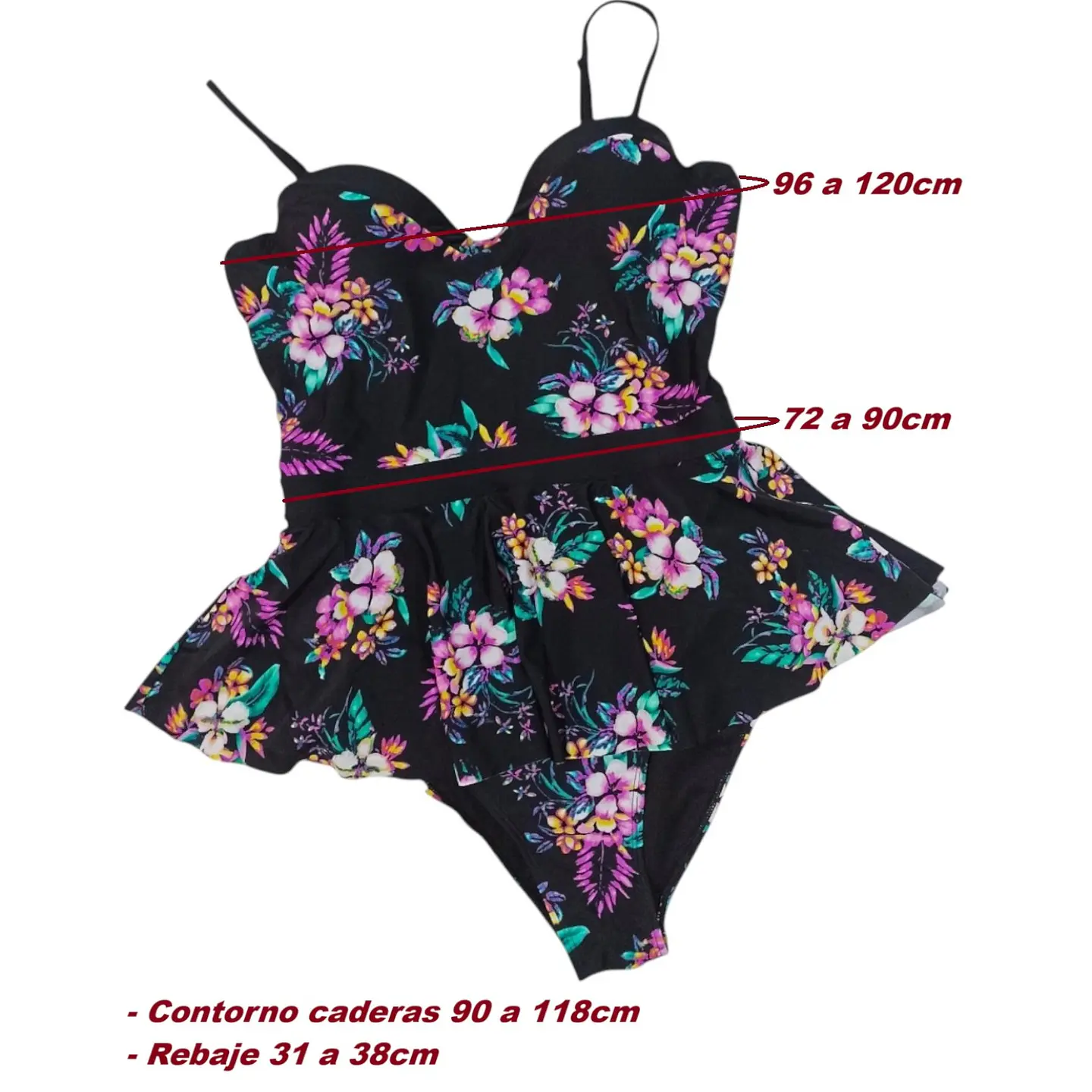 Traje de Baño una Pieza con Peplum - Talla XL 7
