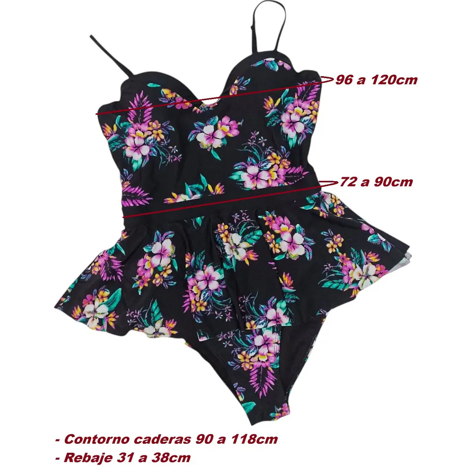 Traje de Baño una Pieza con Peplum - Talla XL 7