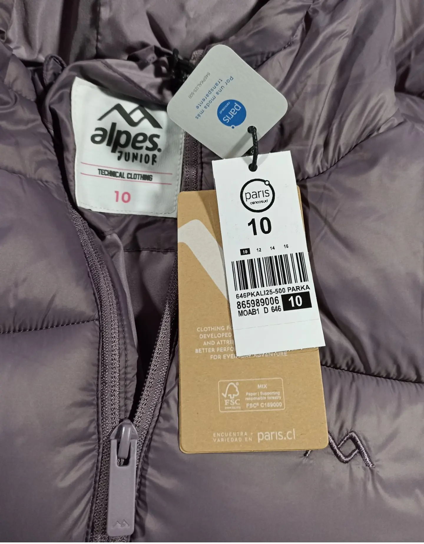 Parka Acolchada Repelente al Agua Talla 10 7