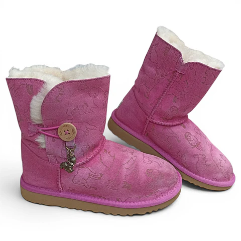 Botas UGG Fauna De Cuero Y Lana De Oveja Para Niñas Talla 32