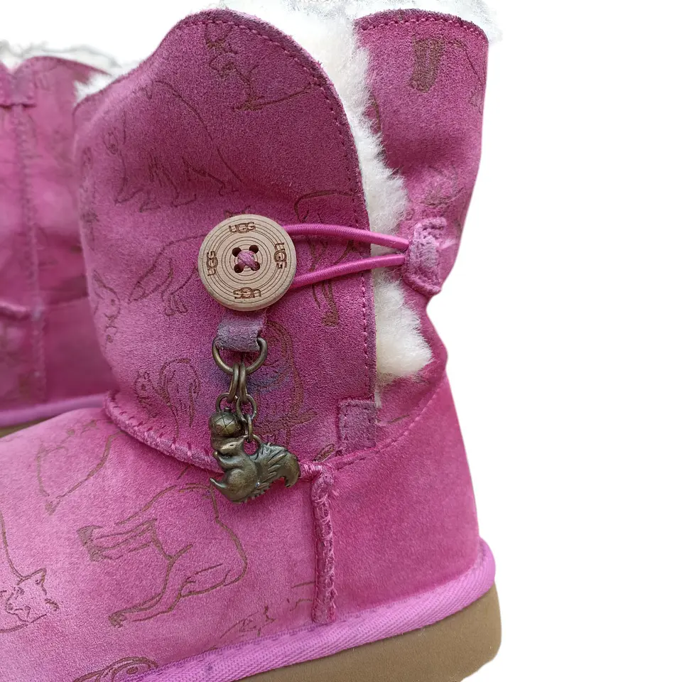 Botas UGG Fauna De Cuero Y Lana De Oveja Para Niñas Talla 32 8