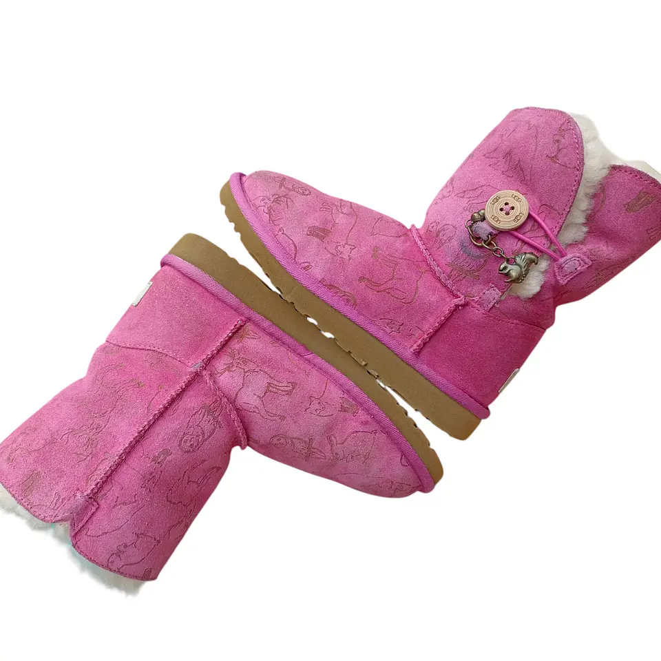 Botas UGG Fauna De Cuero Y Lana De Oveja Para Niñas Talla 32 3