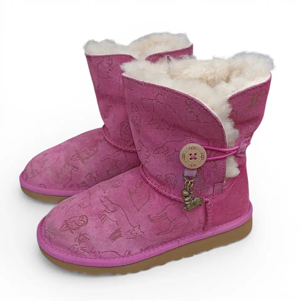 Botas UGG Fauna De Cuero Y Lana De Oveja Para Niñas Talla 32 2