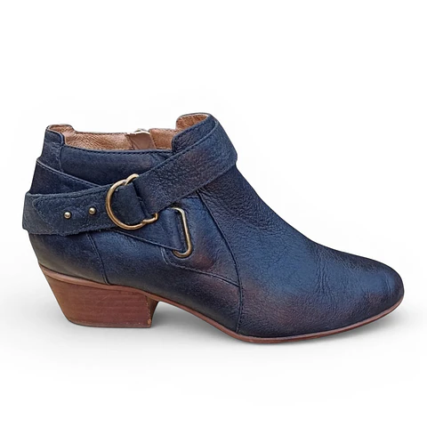 Botín Negro Clarks De Cuero Genuino Con Taco - Talla 38 