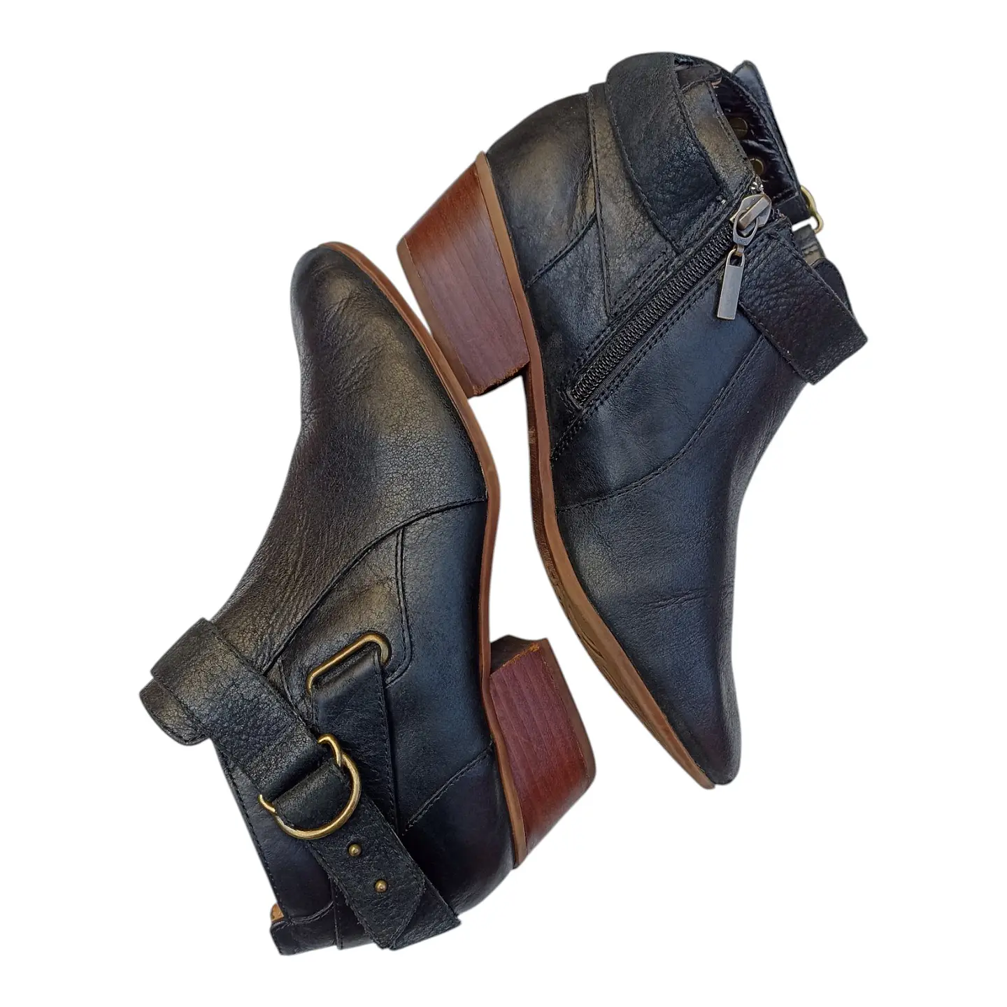 Botín Negro Clarks De Cuero Genuino Con Taco - Talla 38  2