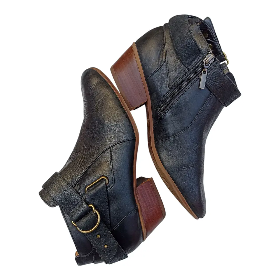 Botín Negro Clarks De Cuero Genuino Con Taco - Talla 38  2