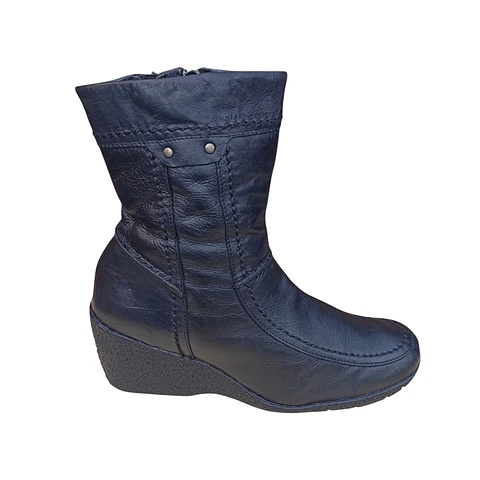 Botín Negro Hush Puppies Media Caña Cuero Genuino - Talla 39