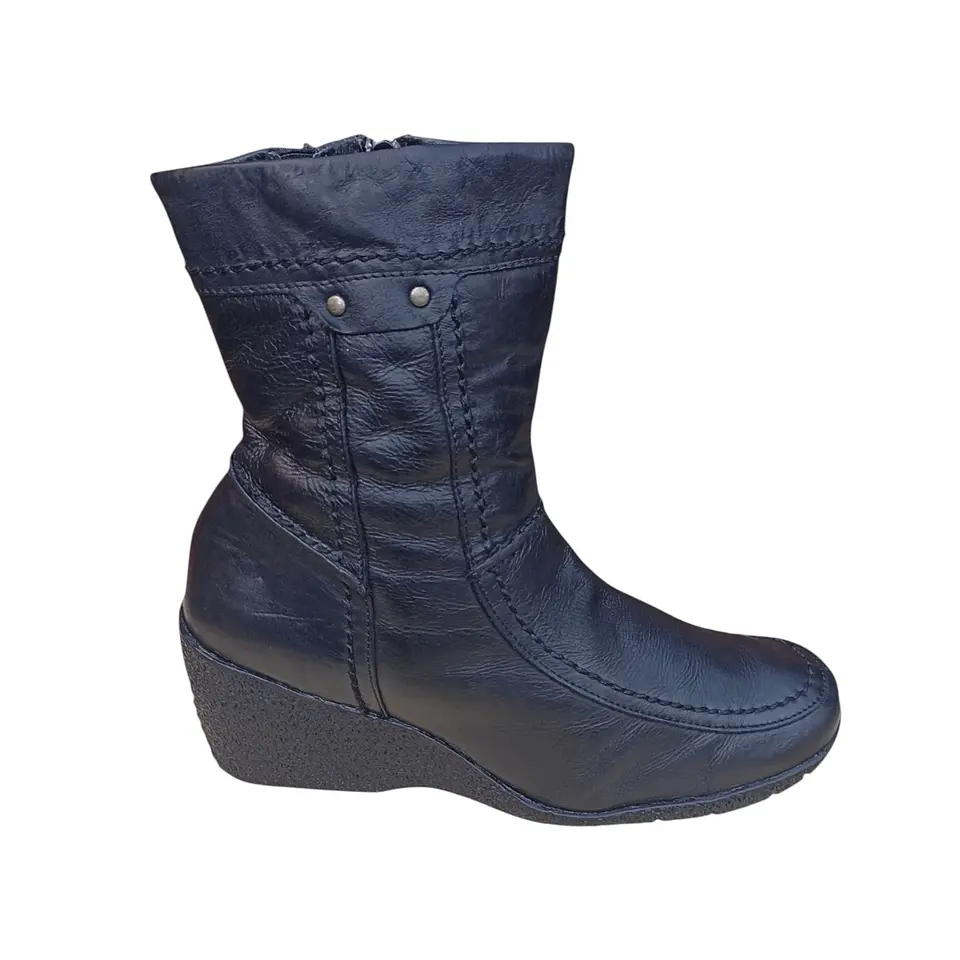 Botín Negro Hush Puppies Media Caña Cuero Genuino - Talla 39 1