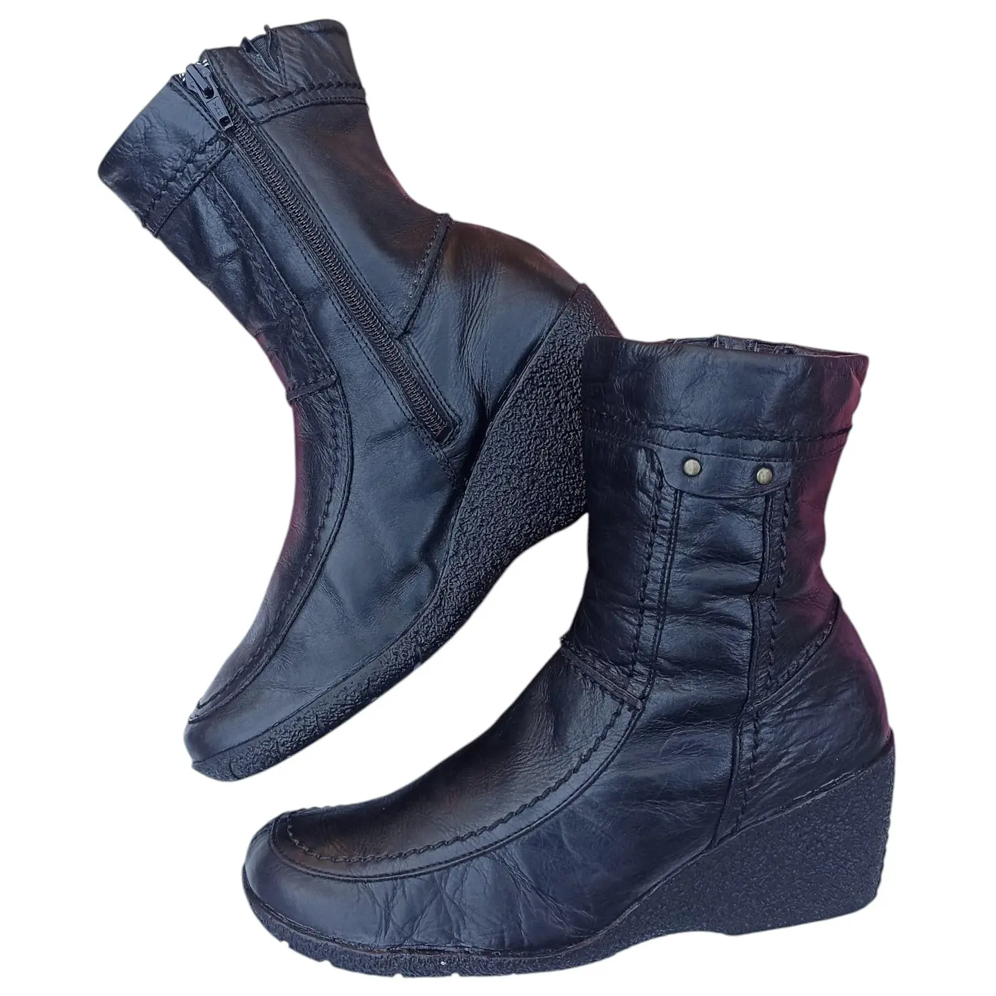 Botín Negro Hush Puppies Media Caña Cuero Genuino - Talla 39 2