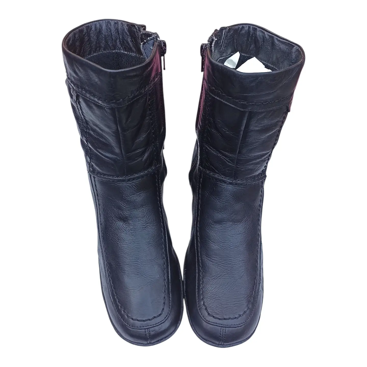 Botín Negro Hush Puppies Media Caña Cuero Genuino - Talla 39 3