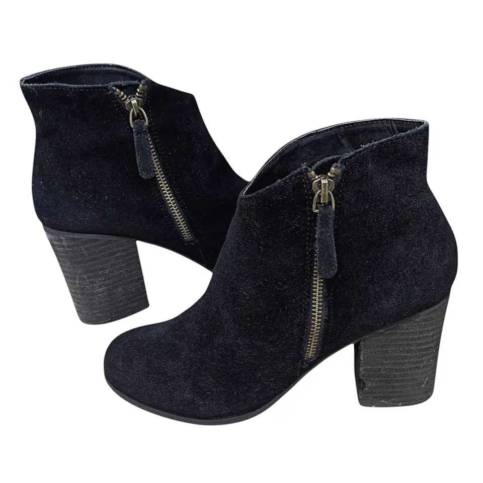 Botin Importado Ecote De Cuero Gamuza Negro - Talla 38 2