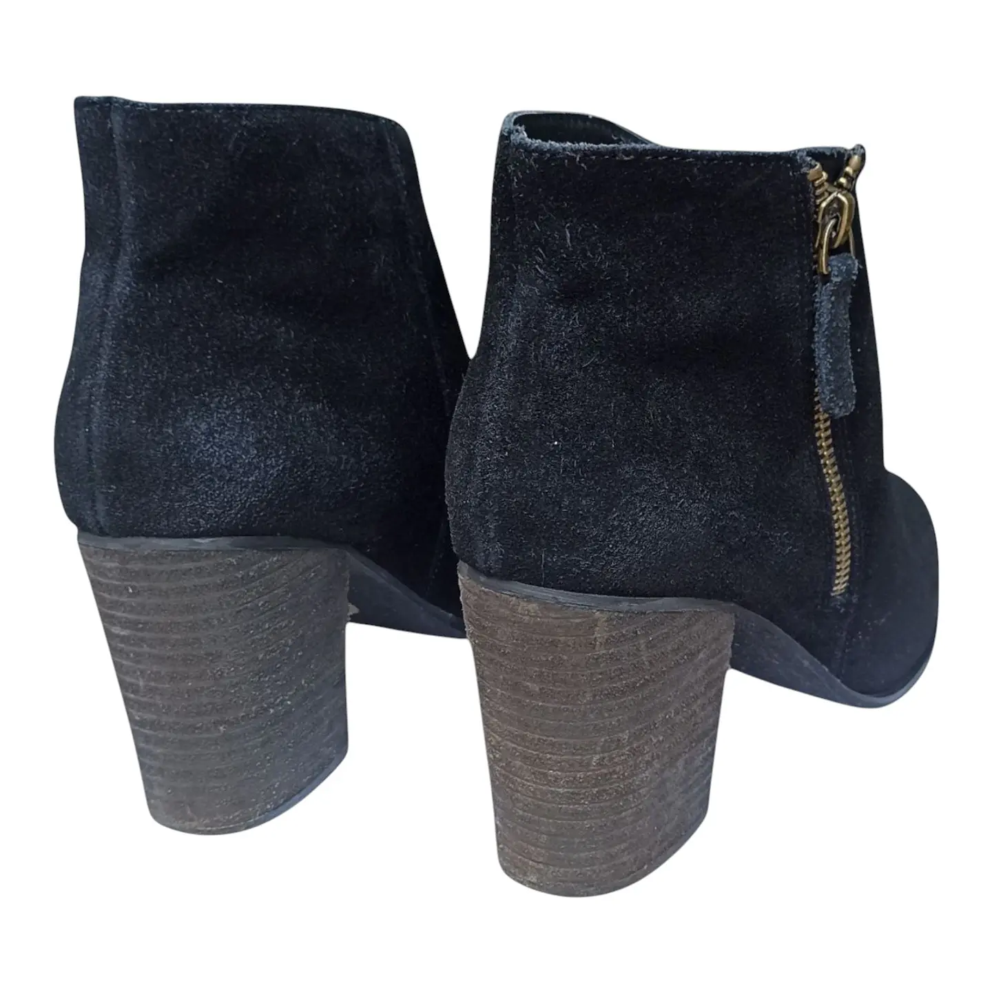 Botin Importado Ecote De Cuero Gamuza Negro - Talla 38 6