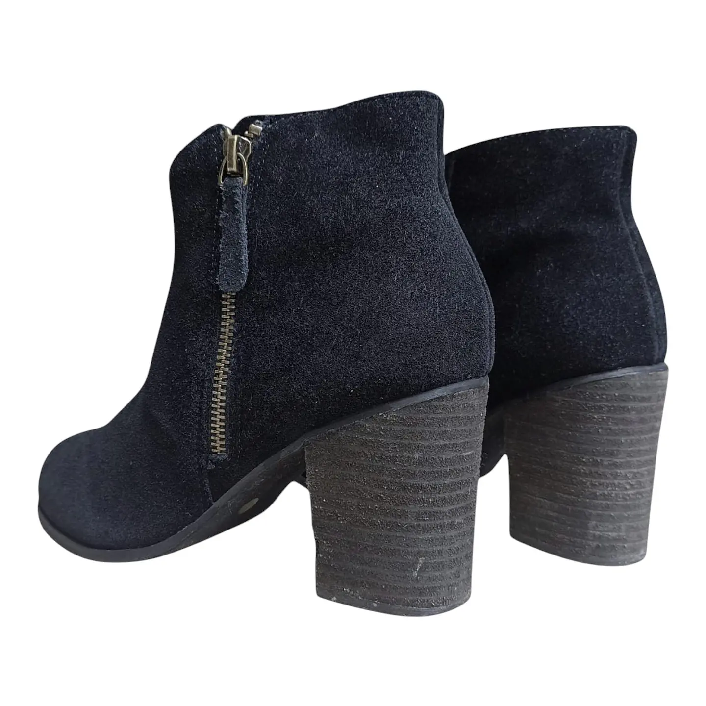 Botin Importado Ecote De Cuero Gamuza Negro - Talla 38 7