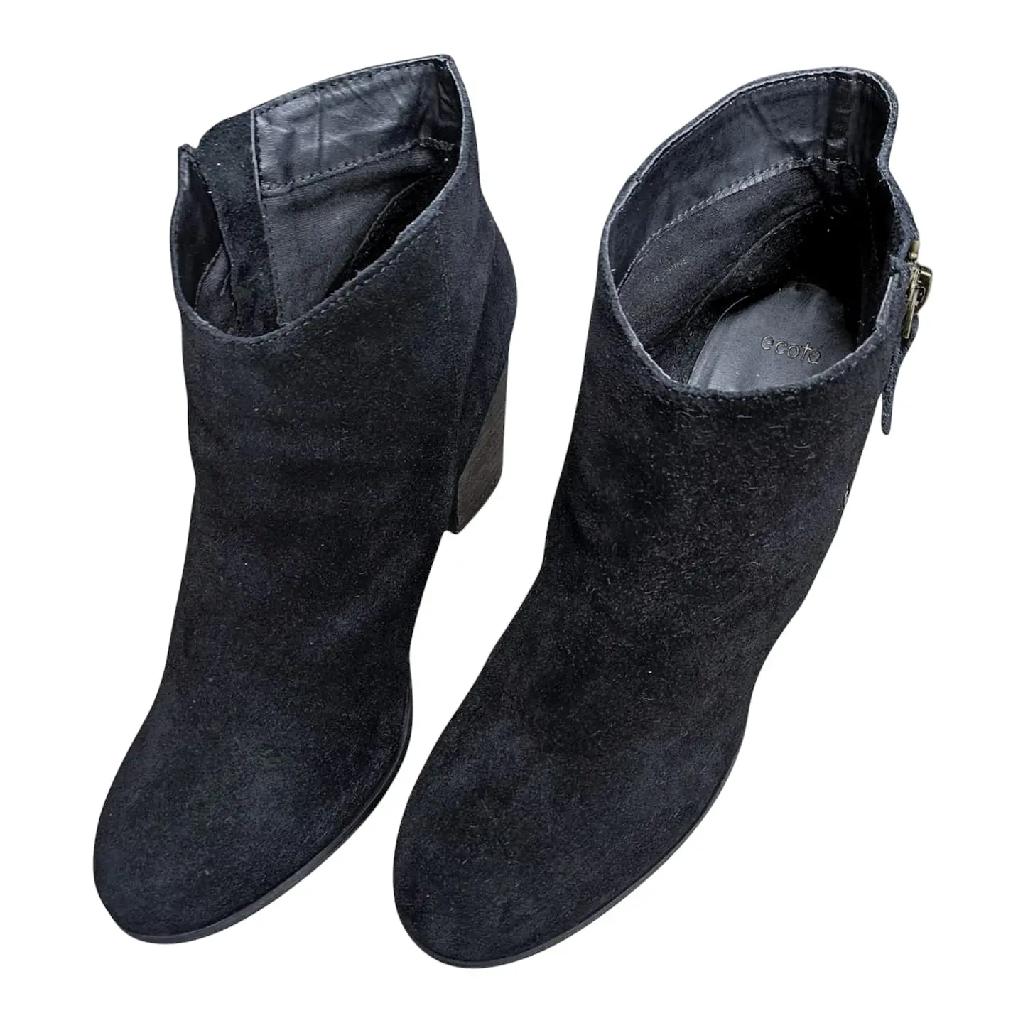 Botin Importado Ecote De Cuero Gamuza Negro - Talla 38 3