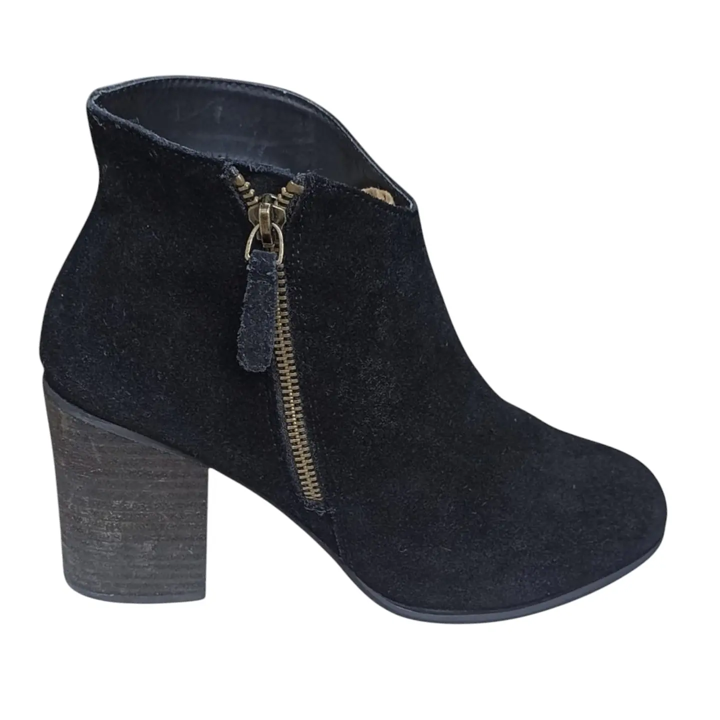 Botin Importado Ecote De Cuero Gamuza Negro - Talla 38 1