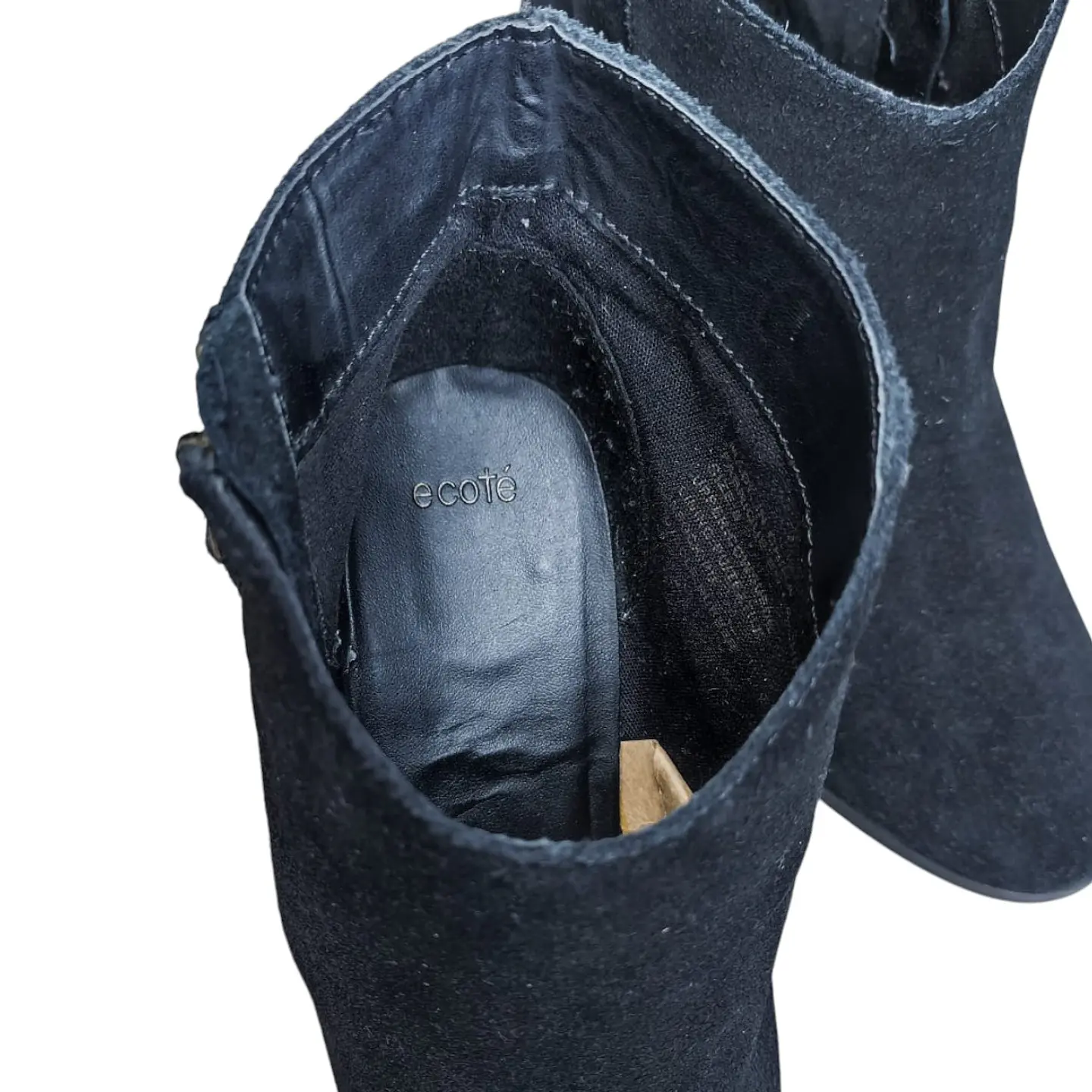 Botin Importado Ecote De Cuero Gamuza Negro - Talla 38 8