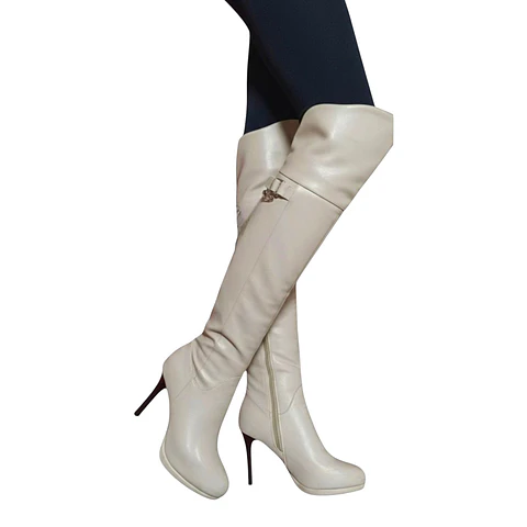 Botas Bucaneras Plegable Taco Alto Caña Estrecha - Talla 37.5 
