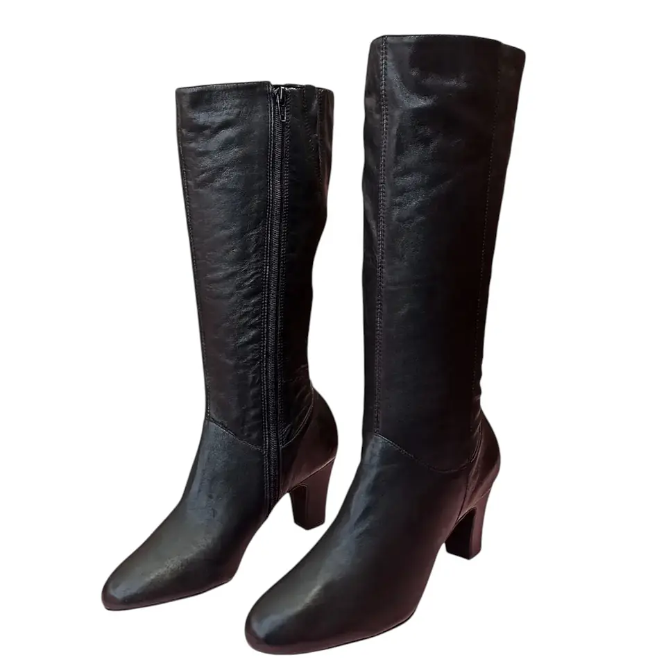 Botas Cuero Genuino a Media Pantorrilla Talla 40 - 40.5 3