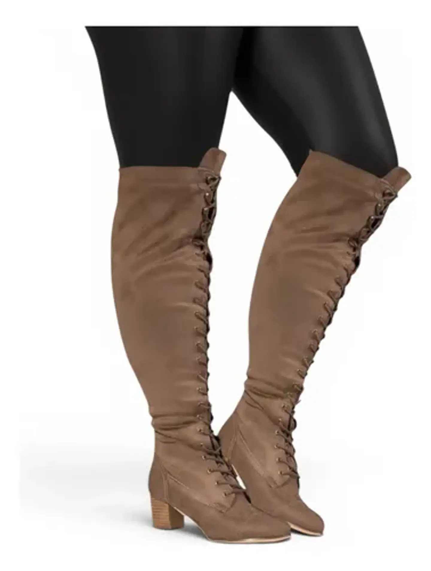 Botas De Caña Ancha Hasta La Rodilla Gamuza Talla 39.5 - 40 Marrón Tostado Liso 39.5 Cl 1