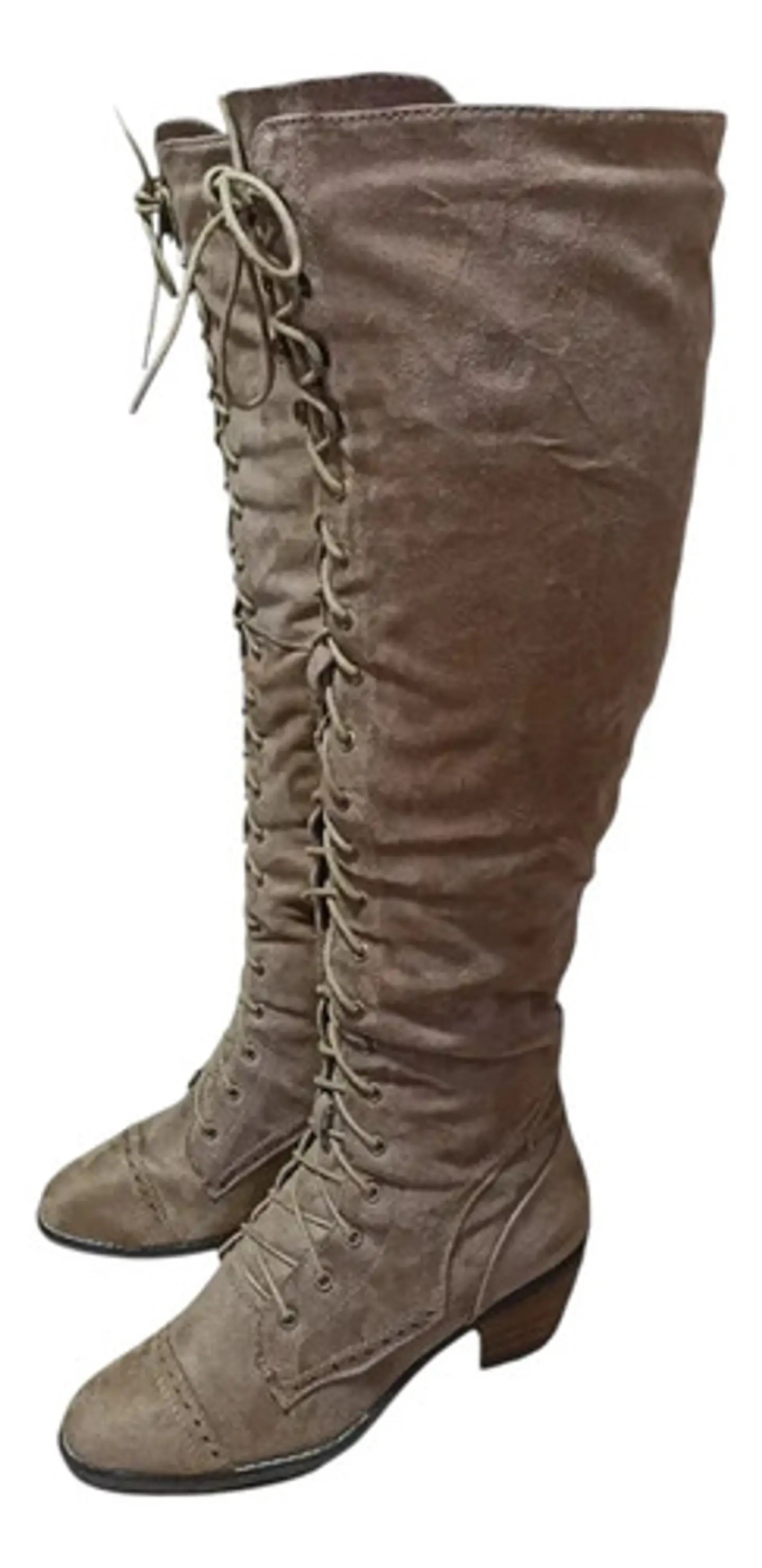 Botas De Caña Ancha Hasta La Rodilla Gamuza Talla 39.5 - 40 Marrón Tostado Liso 39.5 Cl 3
