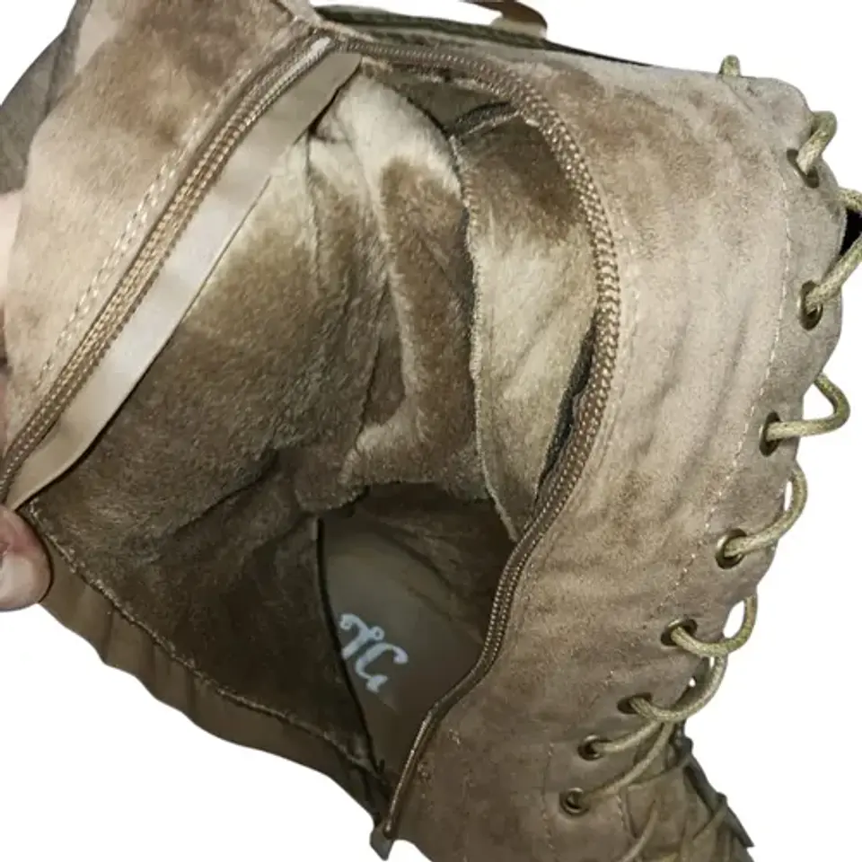 Botas De Caña Ancha Hasta La Rodilla Gamuza Talla 39.5 - 40 Marrón Tostado Liso 39.5 Cl 6