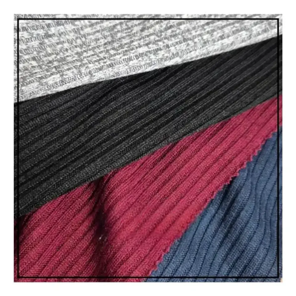 Tela De Punto Lanilla Sara Rib Rojo Y Negro X Metro 1