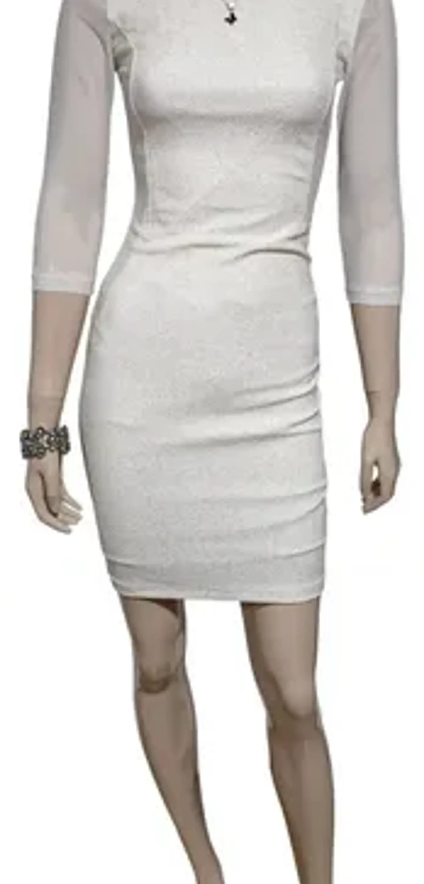 Vestido De Fiesta Blanco Corto Ajustado Manga 3/4 - Talla S 2