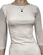 Vestido De Fiesta Blanco Corto Ajustado Manga 3/4 - Talla S - Miniatura 4