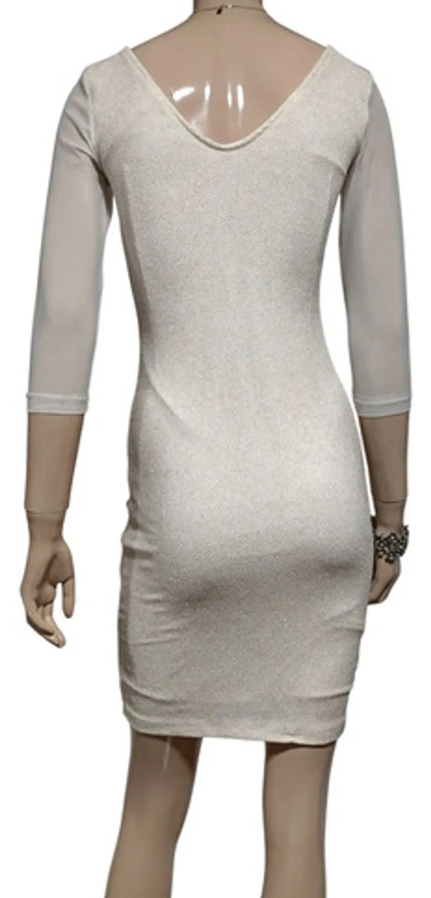 Vestido De Fiesta Blanco Corto Ajustado Manga 3/4 - Talla S 6