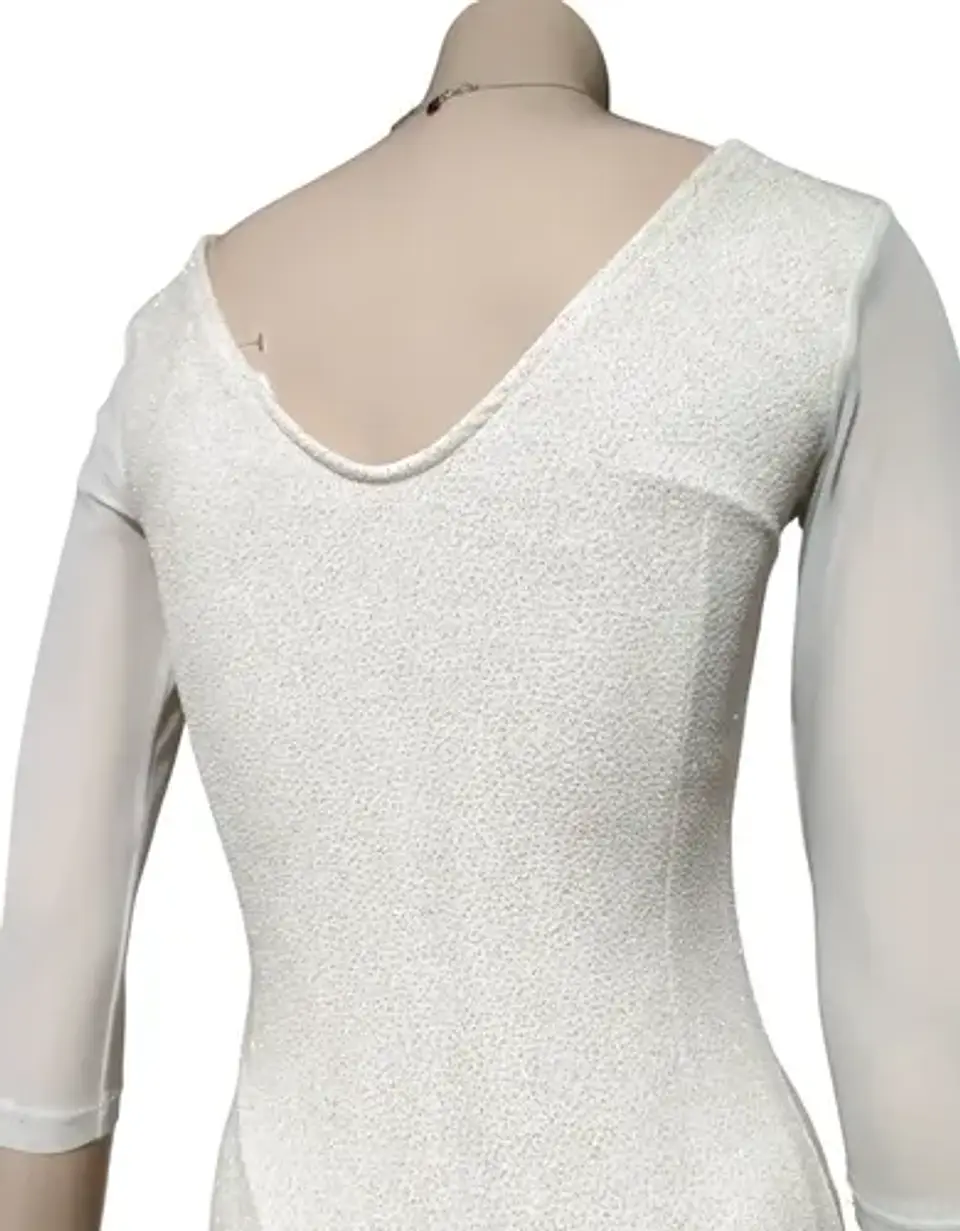 Vestido De Fiesta Blanco Corto Ajustado Manga 3/4 - Talla S 7
