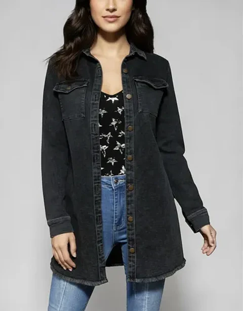 Chaqueta Larga De Mezclilla Tipo Sobrecamisa Talla M