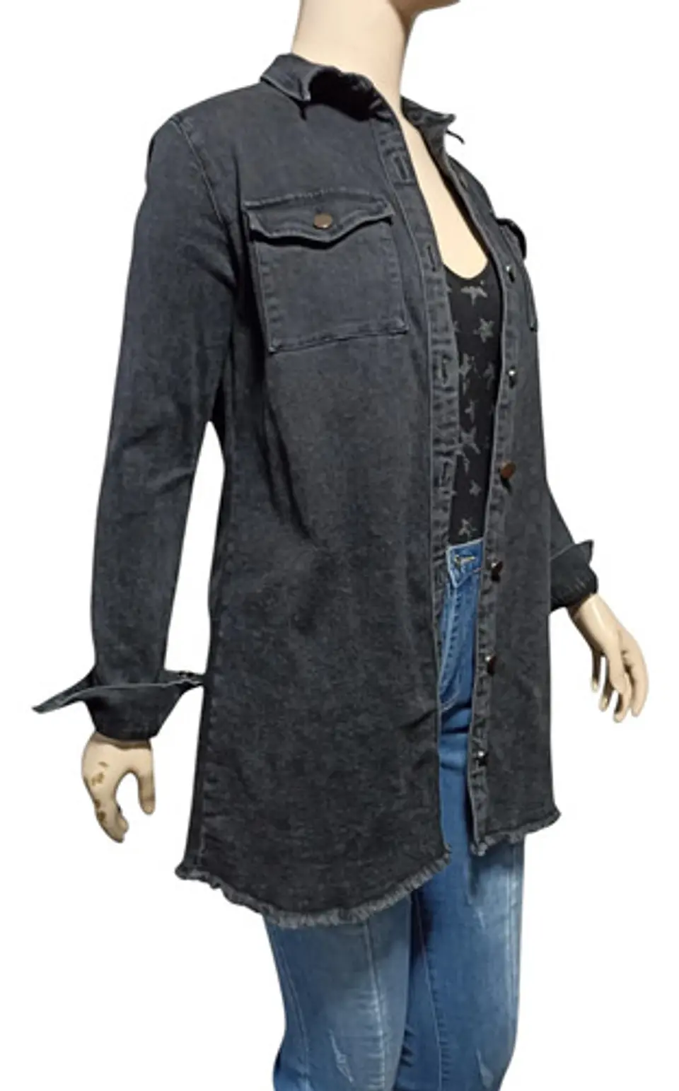 Chaqueta Larga De Mezclilla Tipo Sobrecamisa Talla M 4