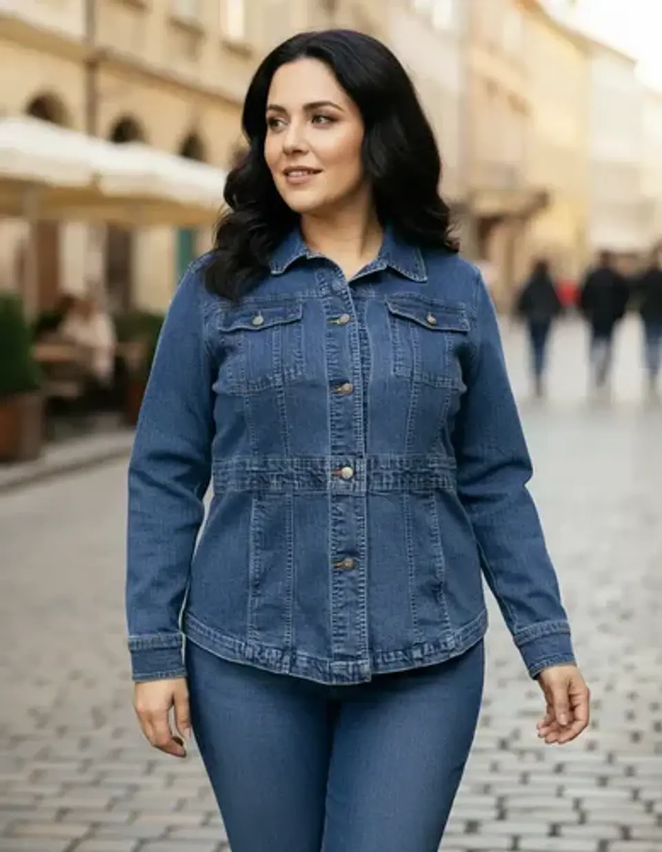 Chaqueta De Mezclilla Stretch Entallada Talla Grande 2xl 1
