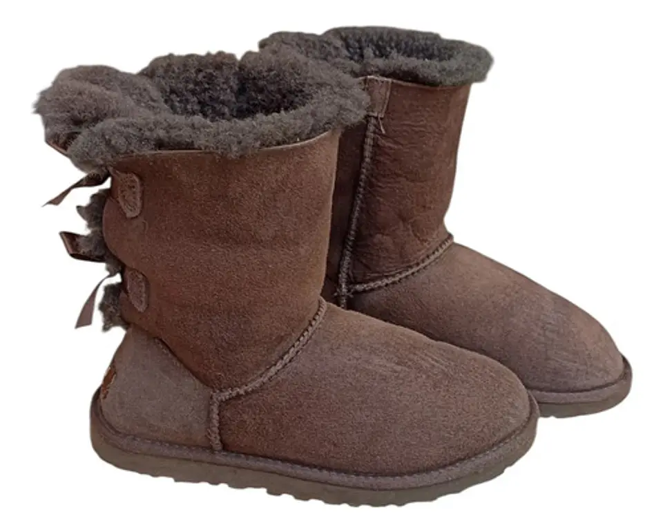 Bota Ugg Bailey Bow Chocolate Cuero Y Lana De Oveja Talla 36 1