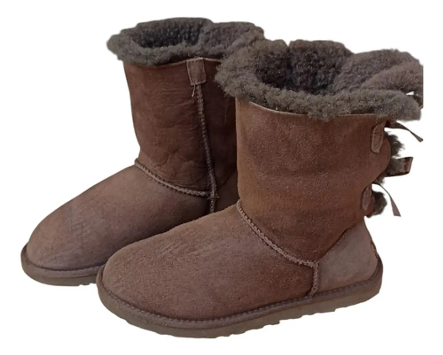 Bota Ugg Bailey Bow Chocolate Cuero Y Lana De Oveja Talla 36 2