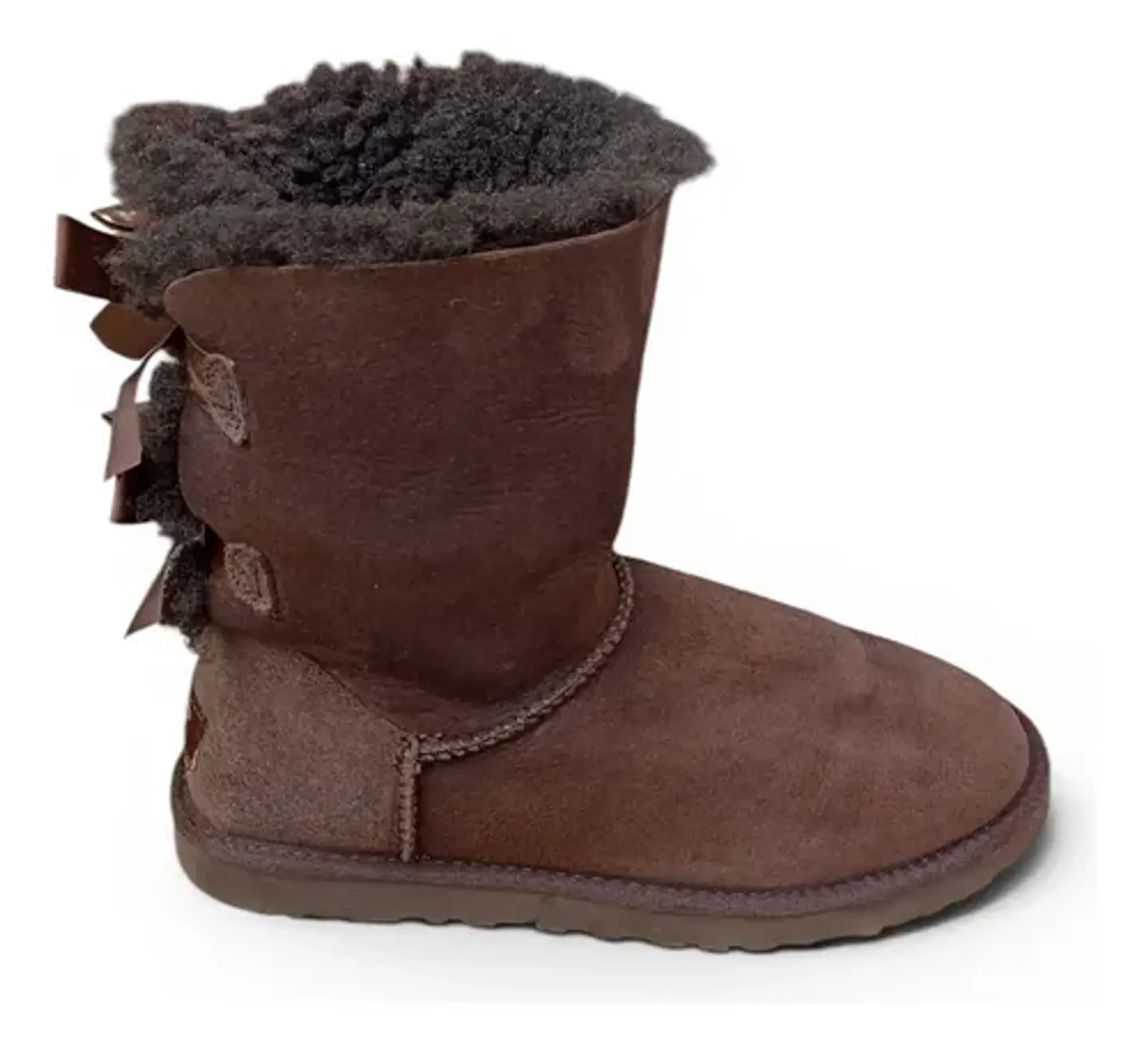 Bota Ugg Bailey Bow Chocolate Cuero Y Lana De Oveja Talla 36 3