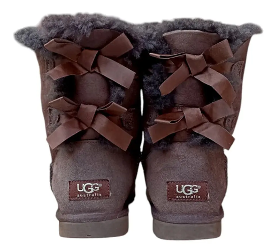 Bota Ugg Bailey Bow Chocolate Cuero Y Lana De Oveja Talla 36 4