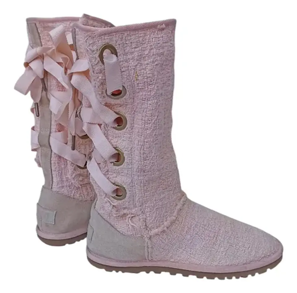Botas Ugg Australia Modelo Heirloom Tejido Rosa - Talla 35 2