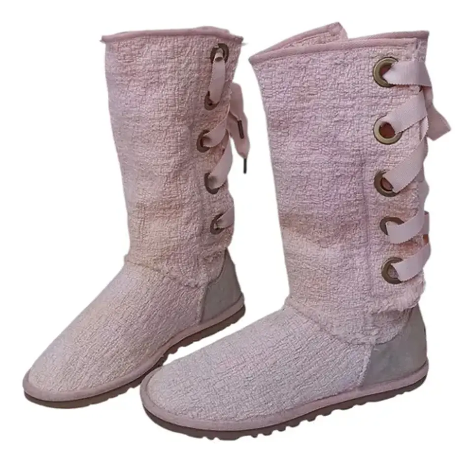 Botas Ugg Australia Modelo Heirloom Tejido Rosa - Talla 35 5