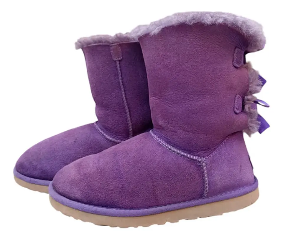 Bota Ugg Bailey Bow Morada Cuero Y Lana De Oveja Talla 37 2