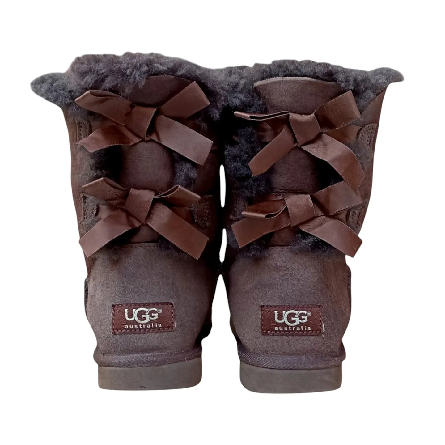 Bota Ugg Bailey Bow Chocolate Cuero y Lana de Oveja - Talla 36 6